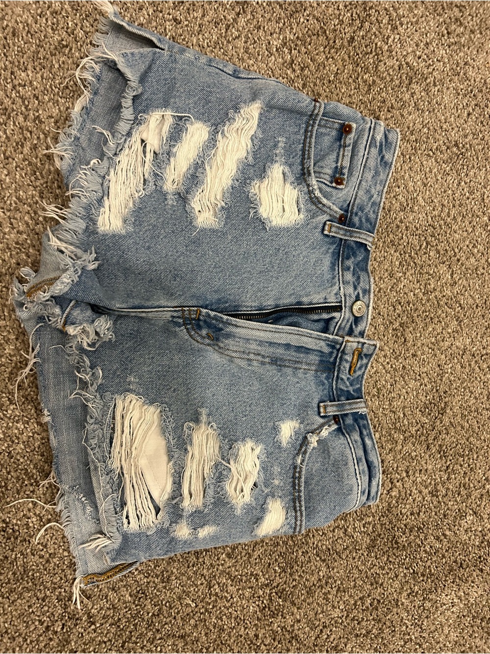 Abercrombie & Fitch Light Blue Distressed Denim Cutoff Shorts